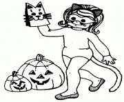 Printable pumpkin and costume girl halloween scf8c coloring pages
