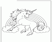 Printable unicorn horse with rainbow for girls  coloring pages