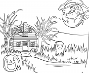 Printable haunted house halloween coloring pages