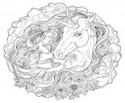 Printable mandala unicorn girls coloring pages