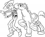 Printable woody and bullseye having fun coloring pages