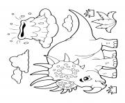 Printable dinosaur cartoon styracosaurus volcano coloring pages