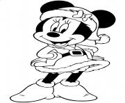 Printable Minnie wearing santa hat coloring pages