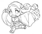 Printable Kawai Nezuko demon slayer coloring pages