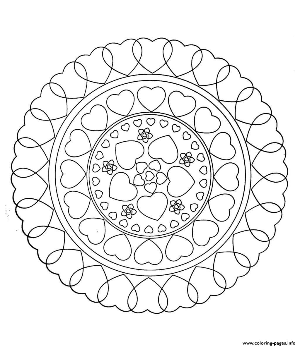 Free Mandala To Color Hearts Love Coloring Pages Printable