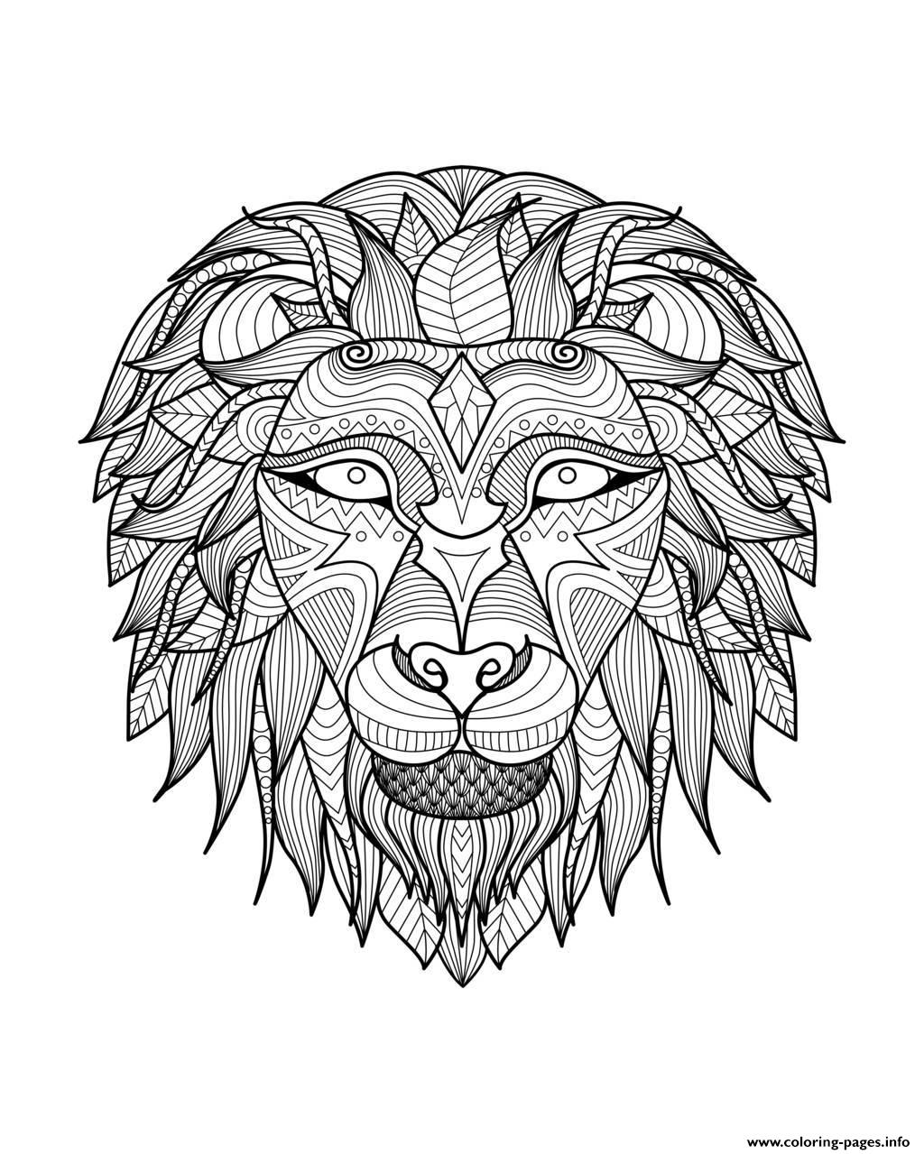 Adult Lion Head 2 Coloring Pages Printable