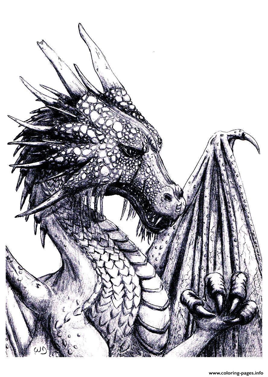 Adult Dragon Coloring Pages Printable Print Download Dragons