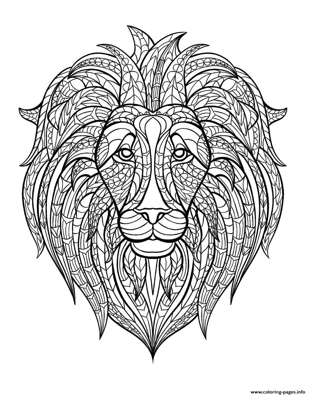 Adult Lion Head coloring pages Print Download