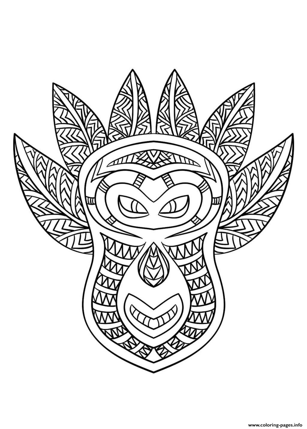 Adult African Mask 6 Coloring Pages Printable Adults Masks
