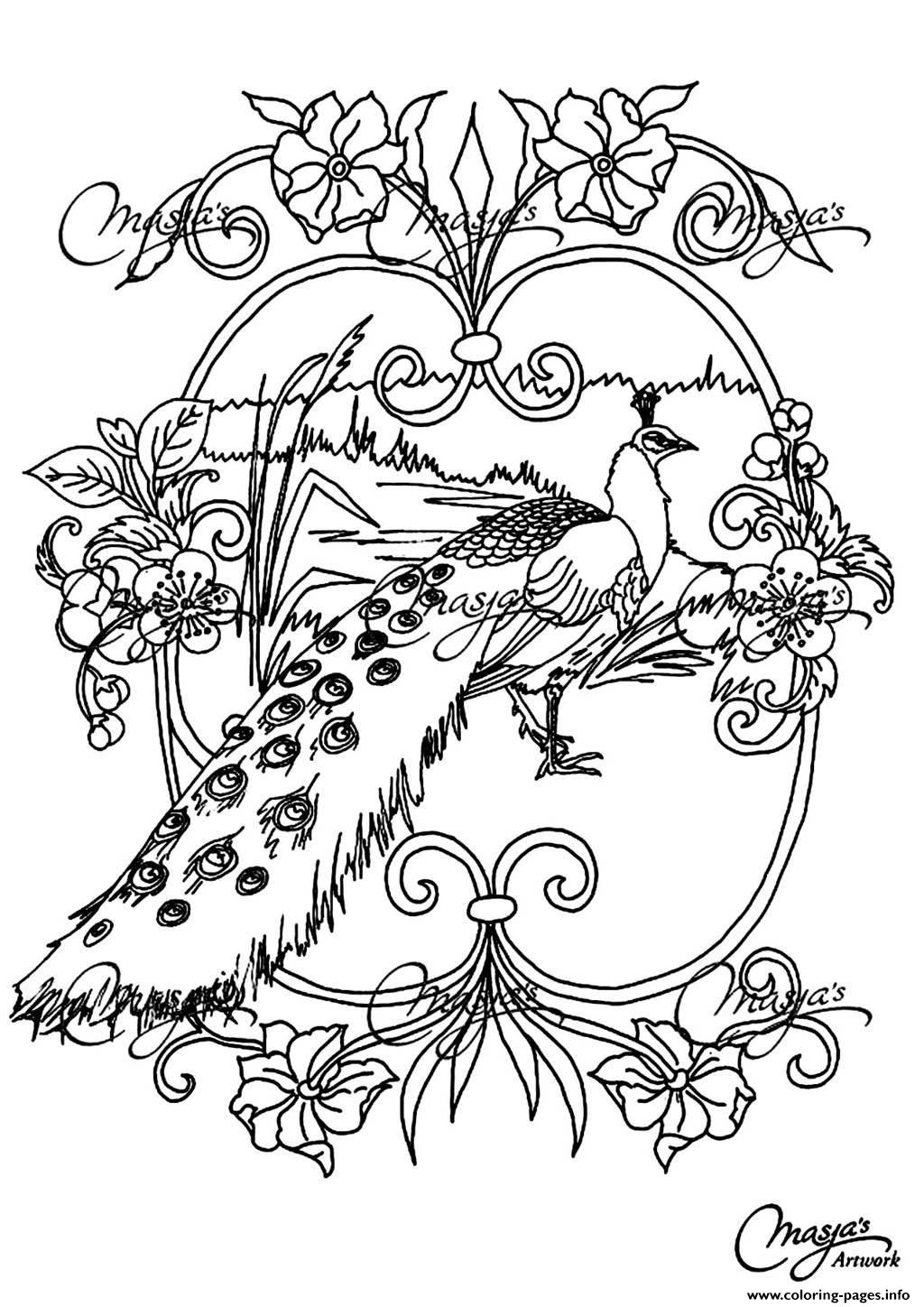 Adult Animals Peacock coloring pages