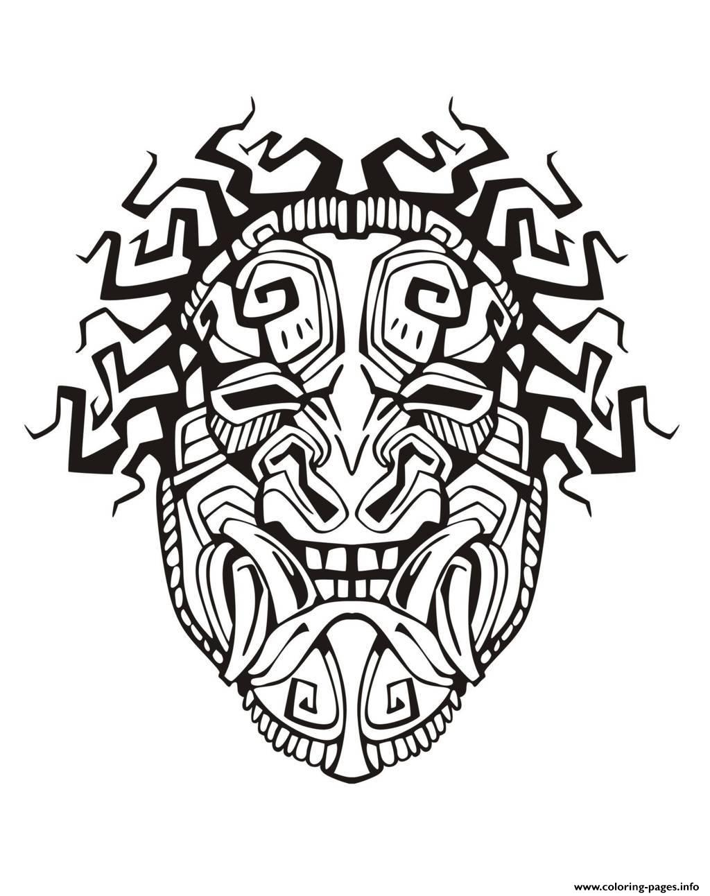 Adult Mask Inspiration Inca Mayan Aztec 1 Coloring Pages Printable