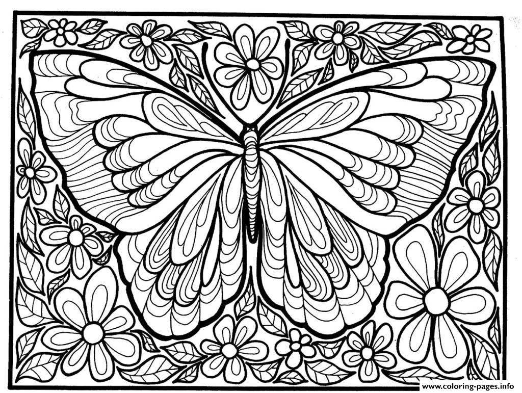 Adult Difficult Big Butterfly Coloring Pages Printable Abstract