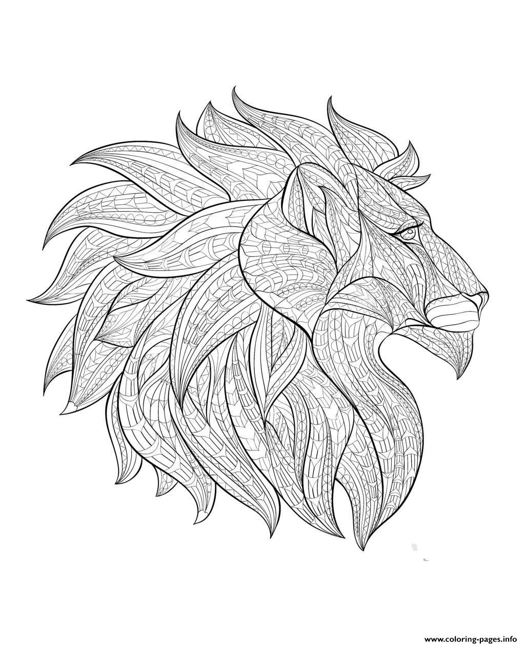 Adult Lion Head Profile coloring pages