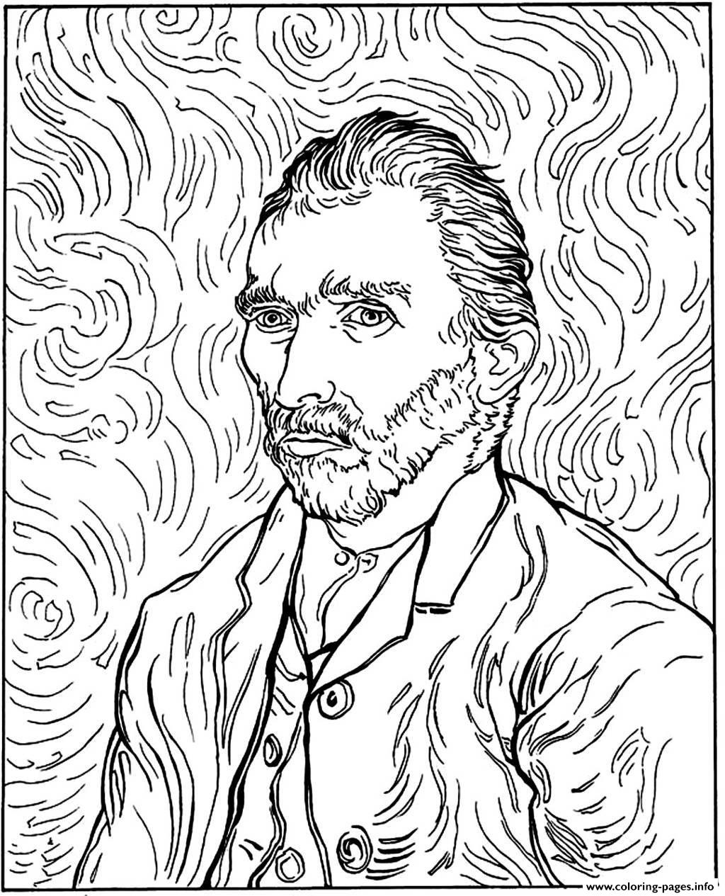 Adult Van Gogh Autoportrait Coloring Pages Printable