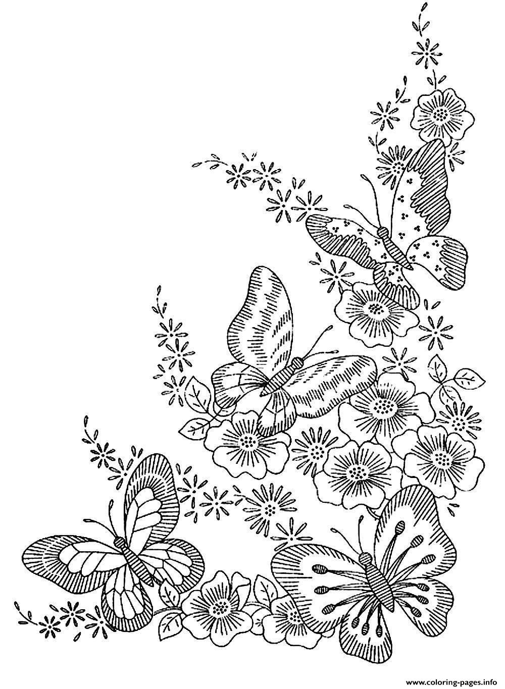 Adult Difficult Butterflies Coloring Pages Printable Free Butterfly Adults