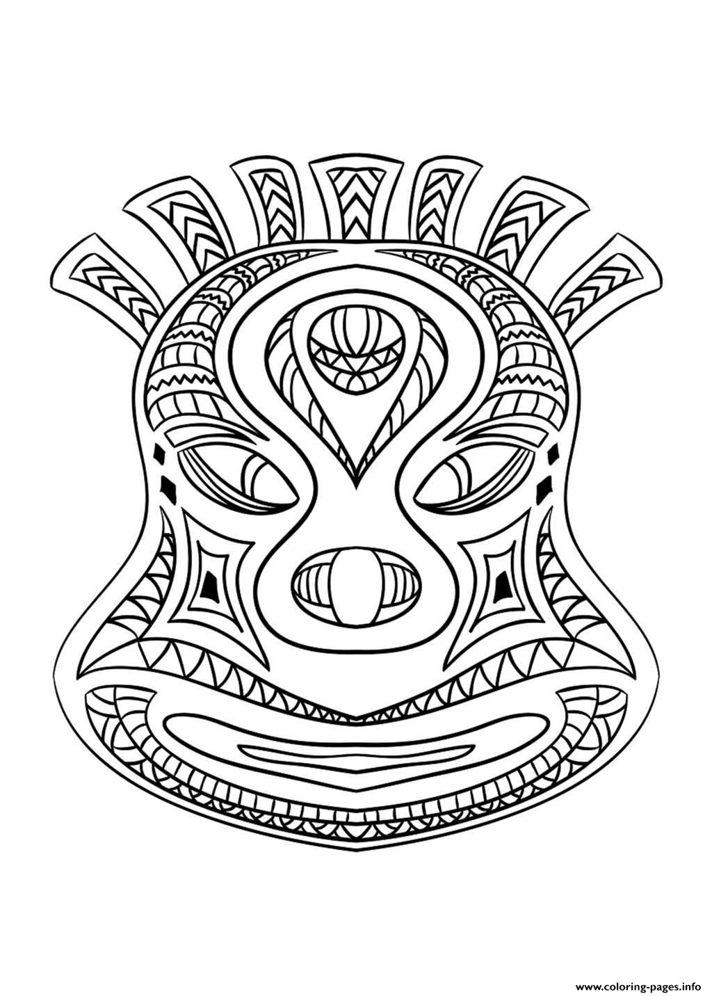 Adult African Mask 2 Coloring Pages Printable Art