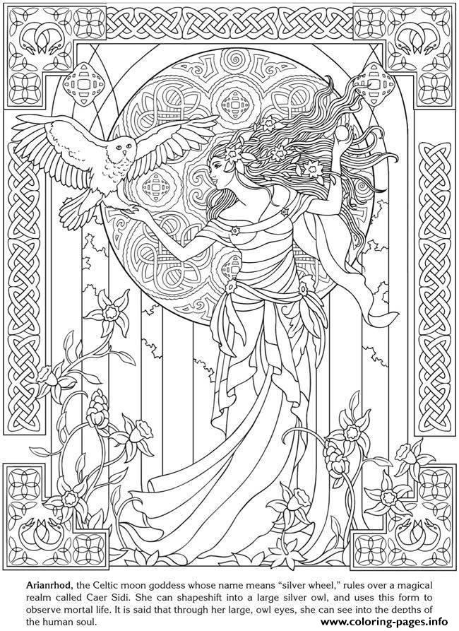 Adult Arianrhod Celtic Goddess Coloring Pages Printable Alphabet