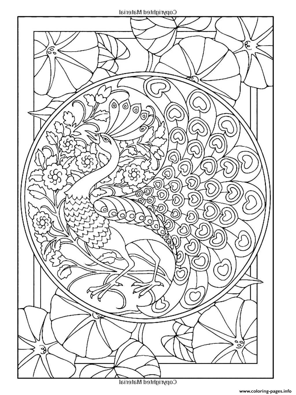 Adult Art Nouveau Style Peacock coloring pages