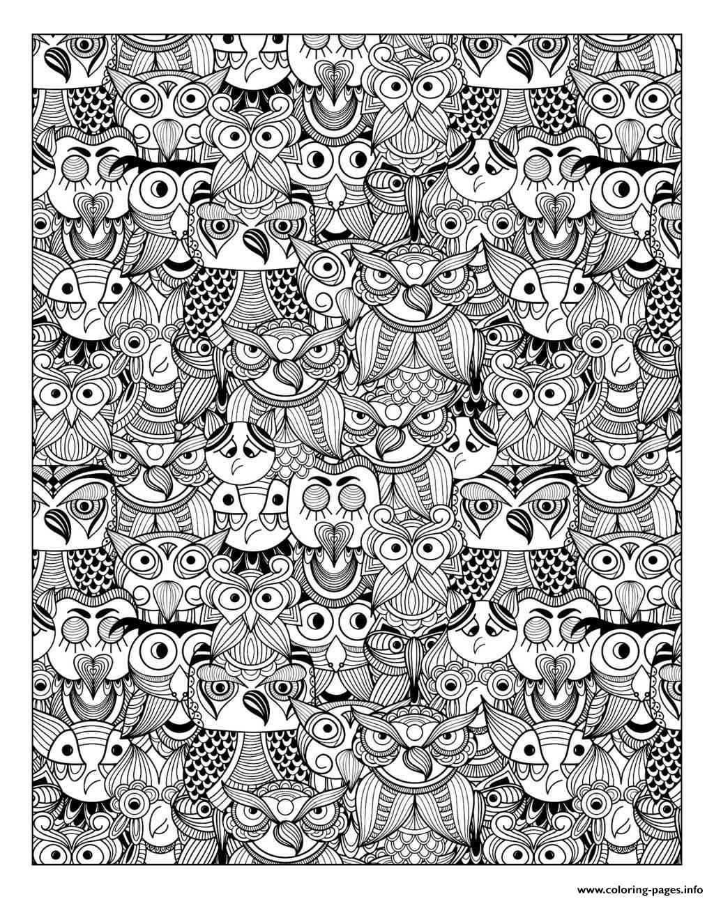 Adult Owls coloring pages