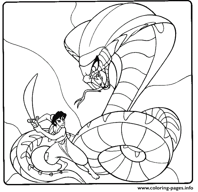 Aladdin Attack Snake Disney Coloring Pagesebc0 Pages Art