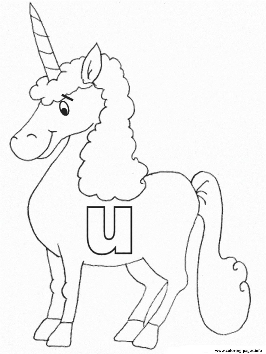 Lowercase U In Unicorn Alphabet S Freebb4e Coloring Pages ...