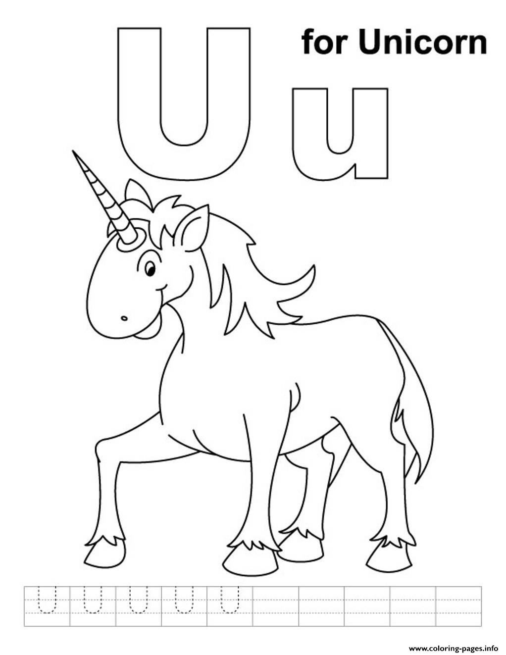 U Is For Unicorn Alphabet S Freed3ce Coloring Pages Printable