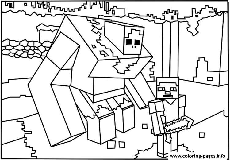 Minecraft Coloring Pages Free Printable Big Guy Easy