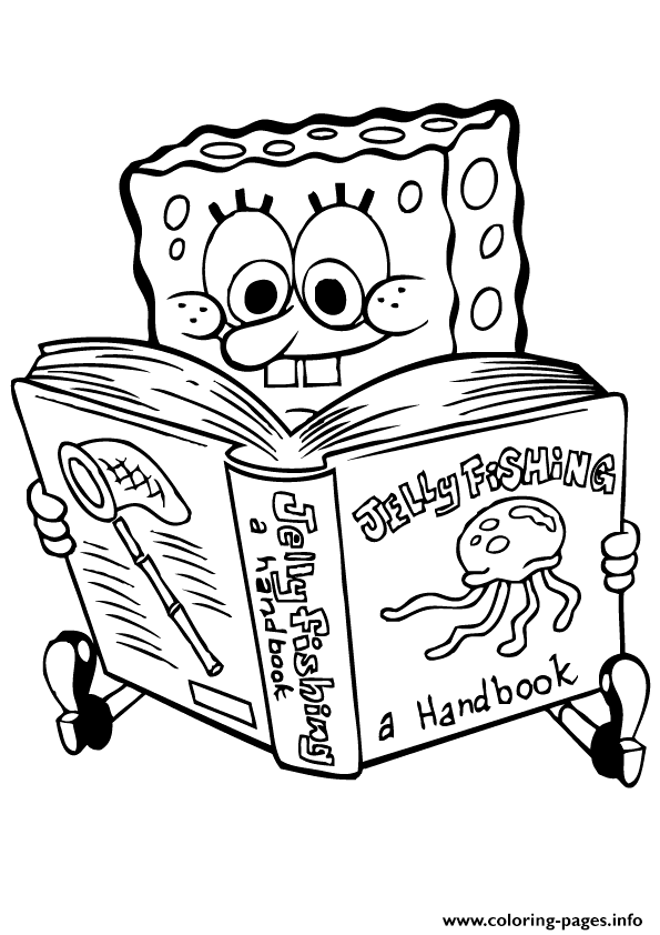 Spongebob Reading Book Coloring Page8e21 Pages Printable