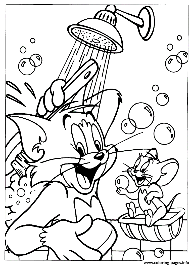 Tom And Jerry Showering To her Sa6ed coloring pages
