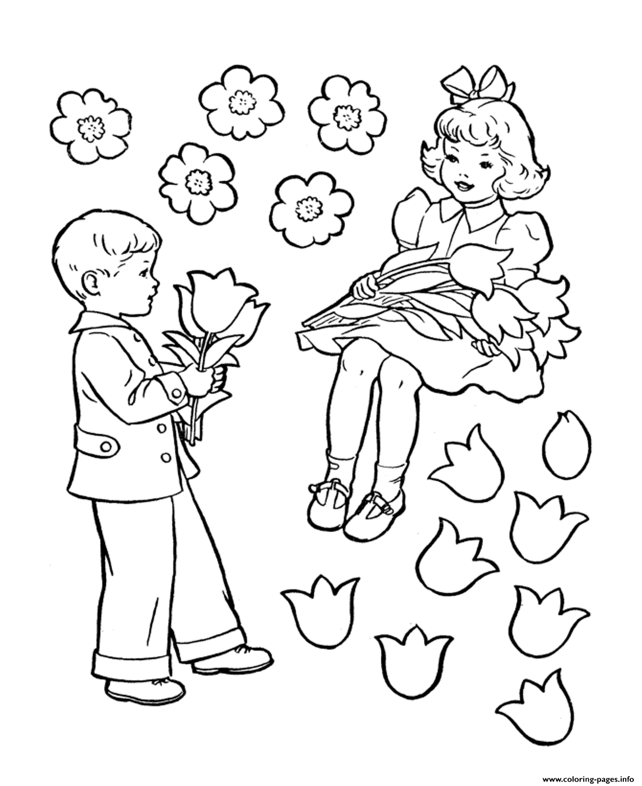Little Boy And Girl Valentines S3cae coloring pages