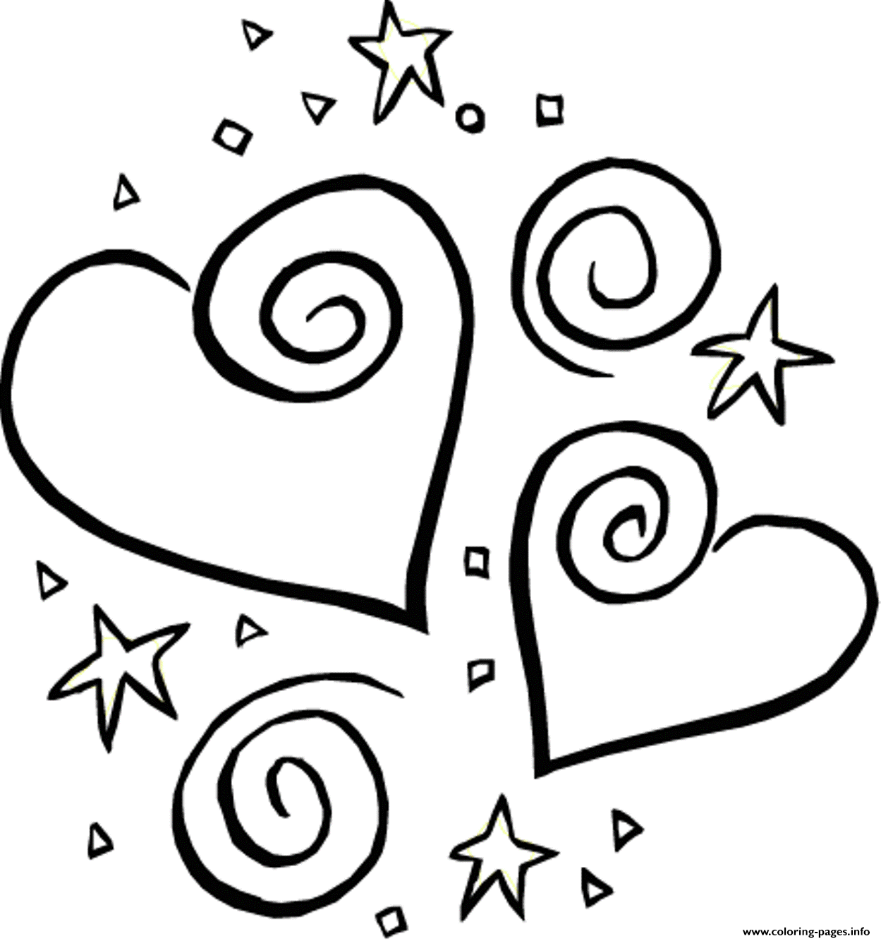 Stars And Heart Valentine 316d Coloring Pages Printable