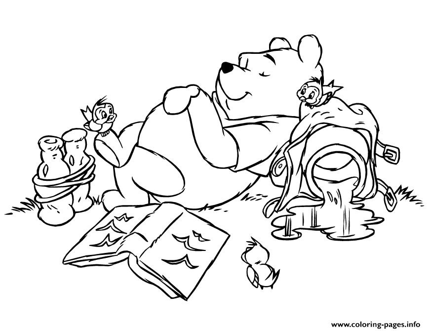 Winnie Pooh Coloring Pages Free Printable Lazy Sb6d1 Bear