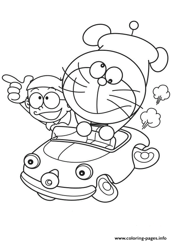 Doraemon And Nobita Driving A Car 1906 Coloring Pages ...