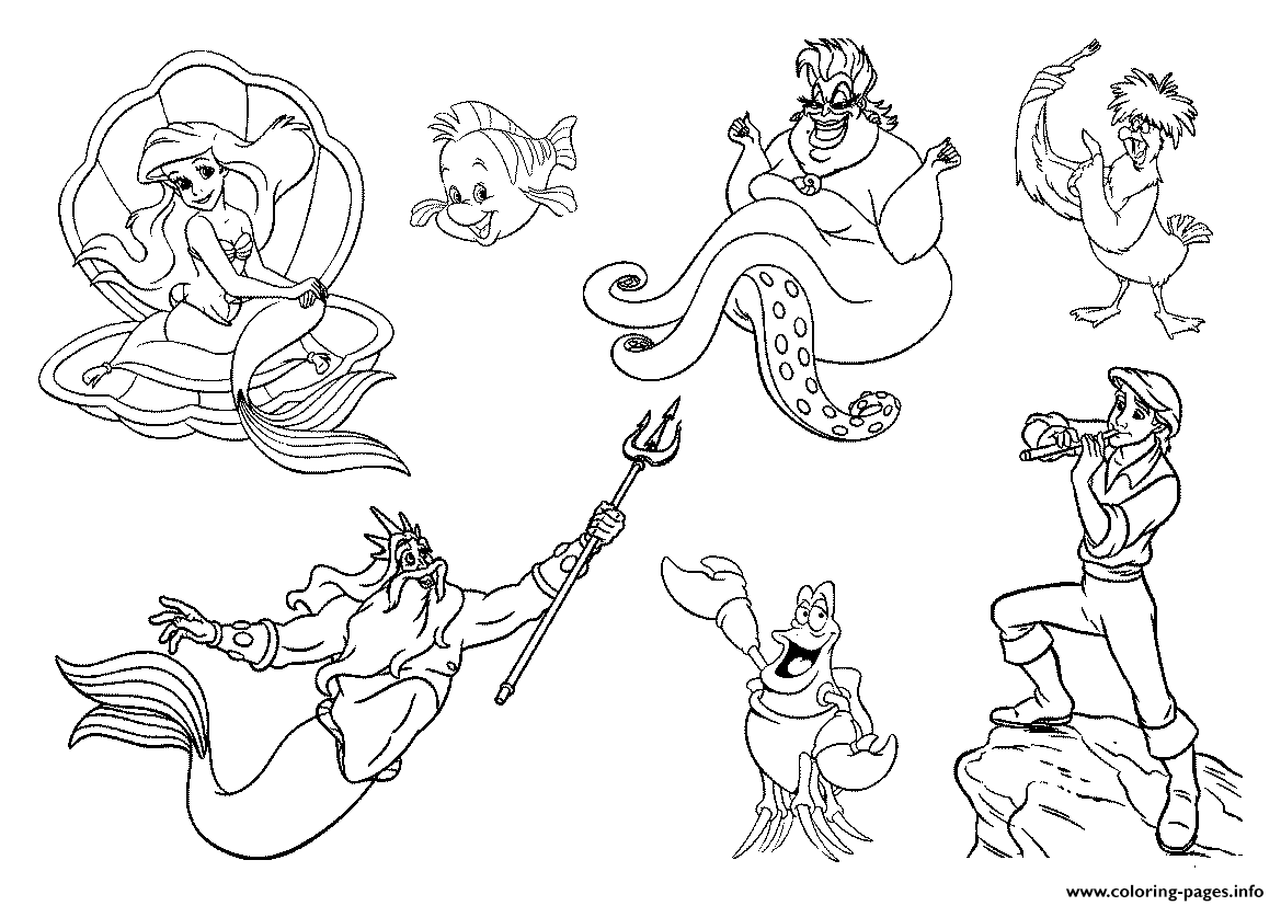The Little Mermaid All Characters 304a coloring pages Print Download 625 prints