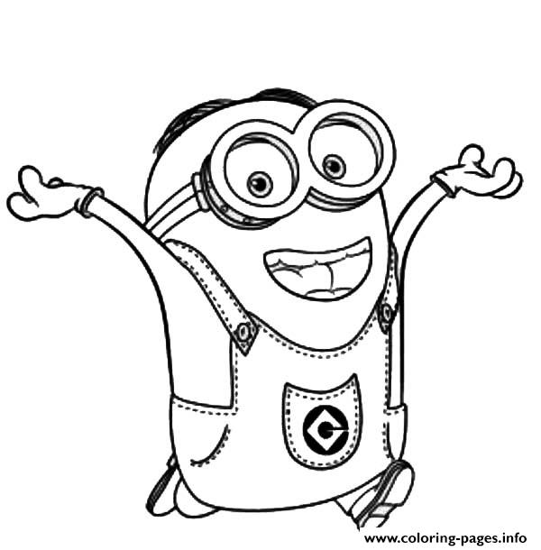 Dave Minion Happy Coloring Pages Printable Minions