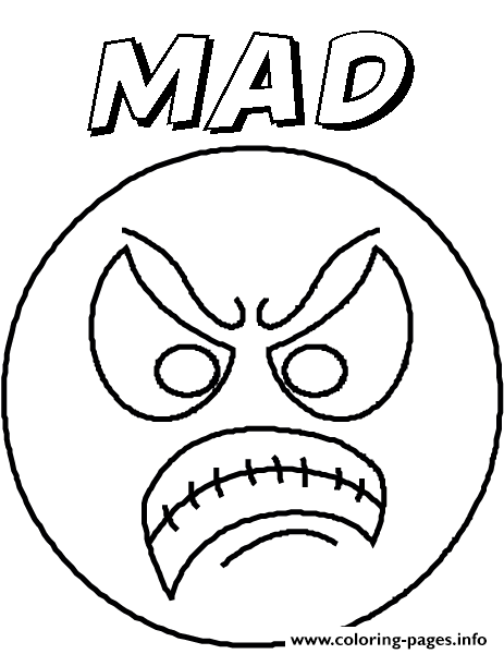 Angry Cartoon Face Anger Management Coloring Page