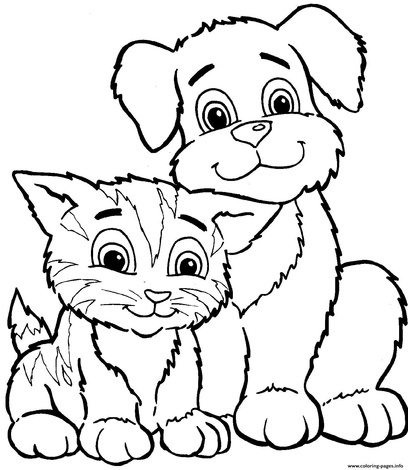Cute Cat And Dog Sd7c2 coloring pages