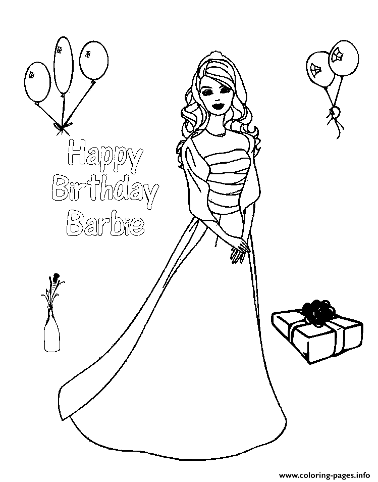 Happy Birthday Barbie S78a7 Coloring Pages Printable Head