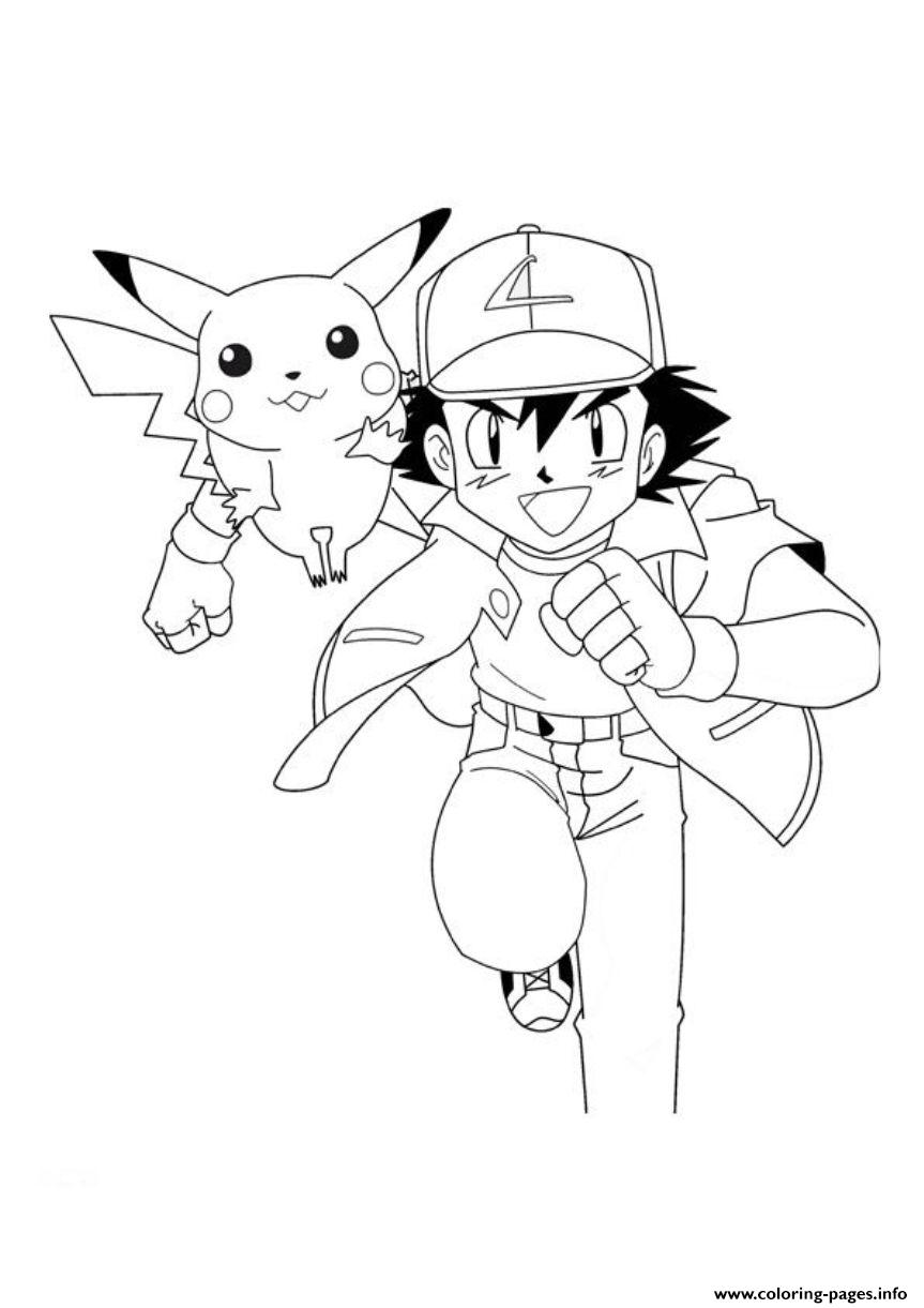 Pokemon Ash And Pikachu Sd5a0 Coloring Pages Printable