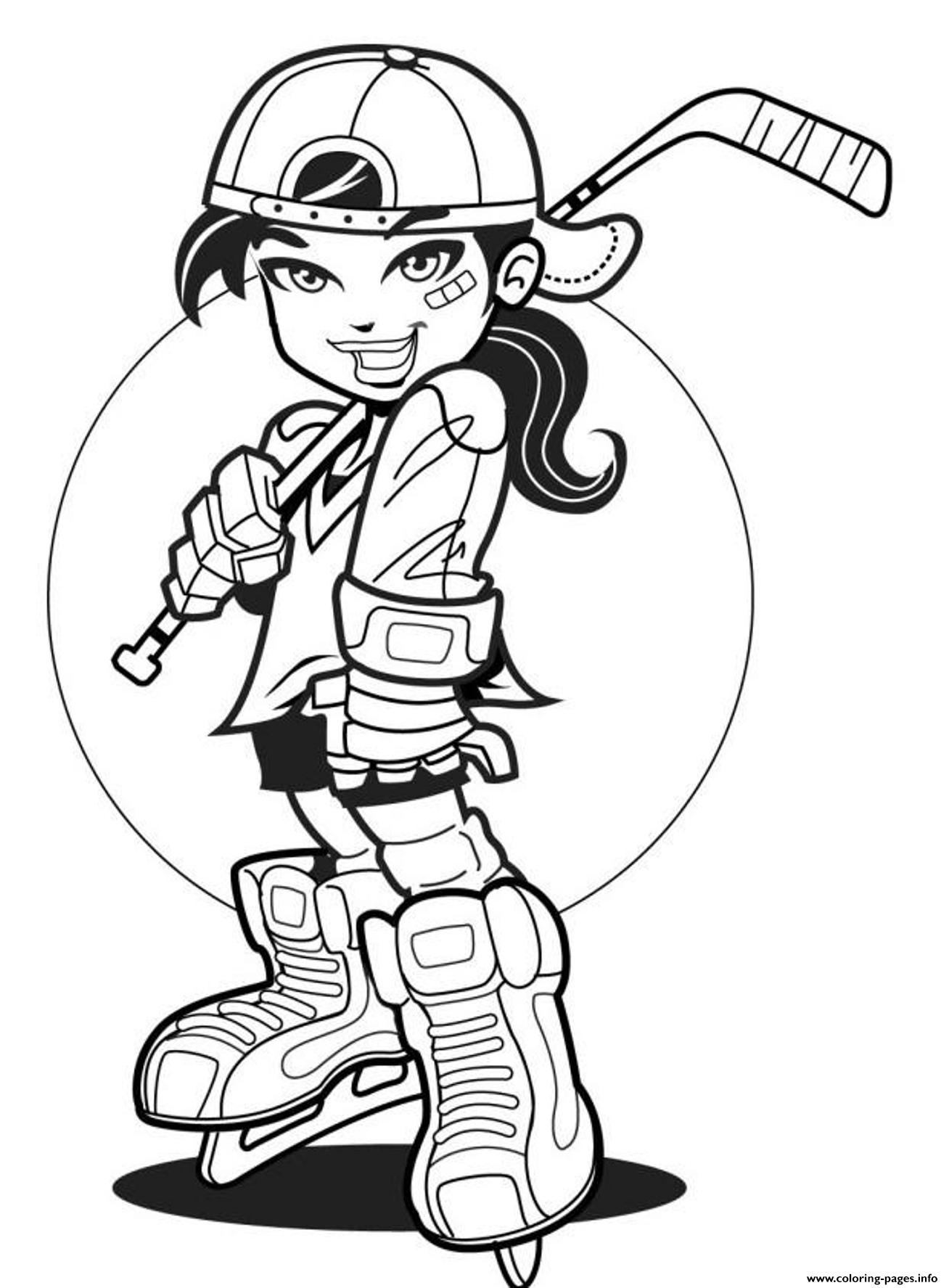 Player Girl Hockey Sef0b Coloring Pages Printable