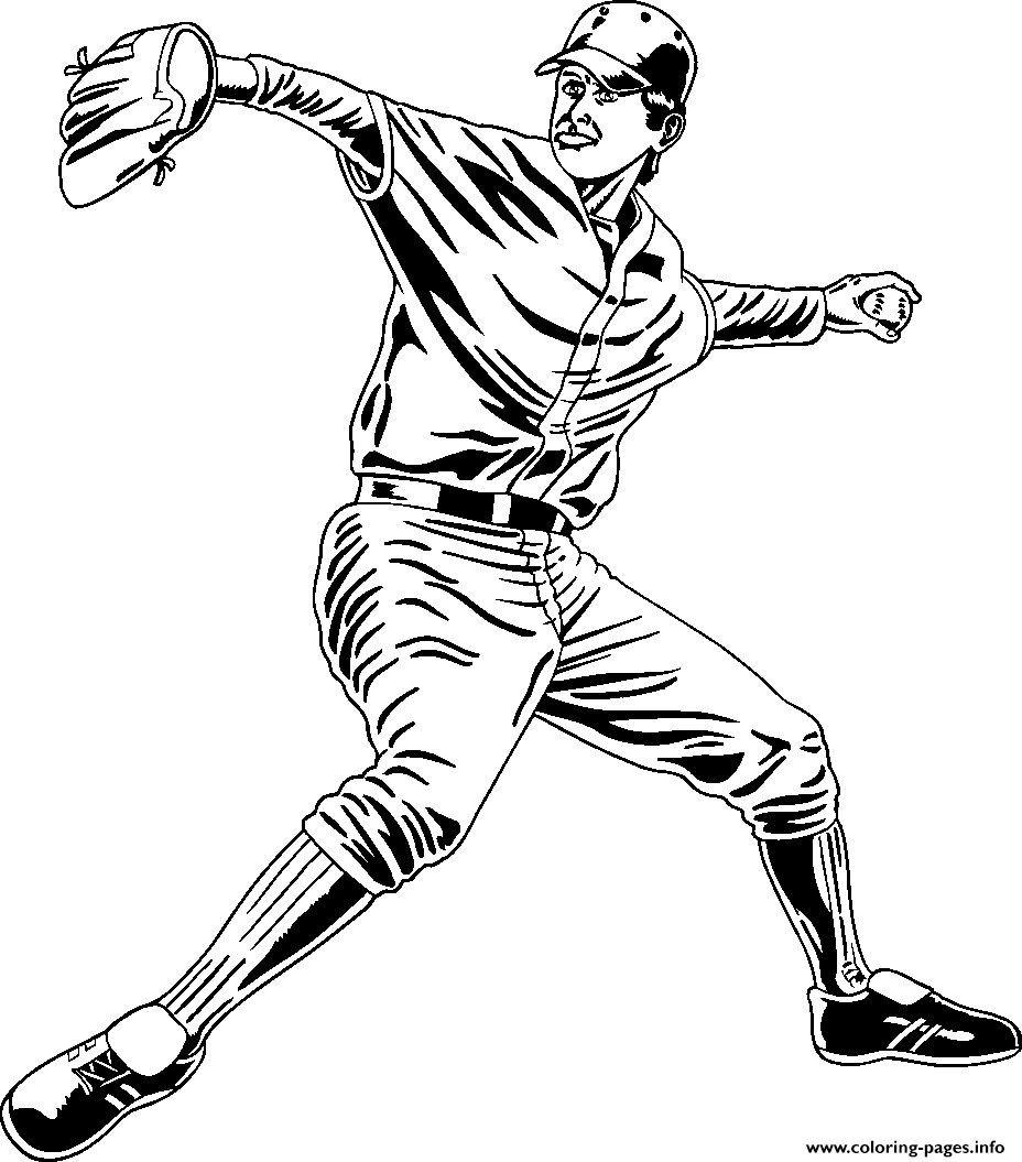 Pitcher Baseball A251 Coloring Pages Printable