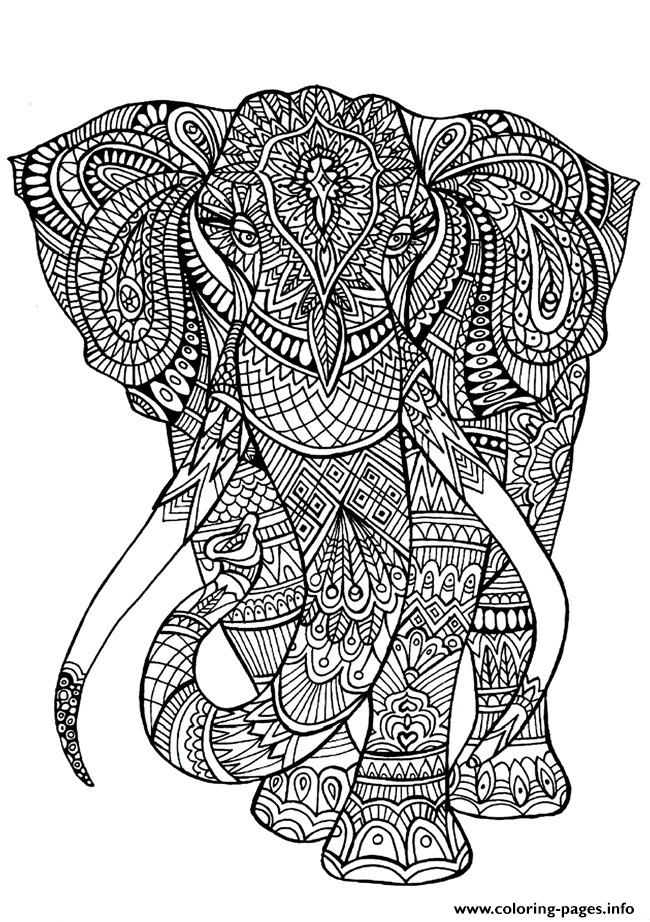 Adult Coloring Pages Elephant Printable White