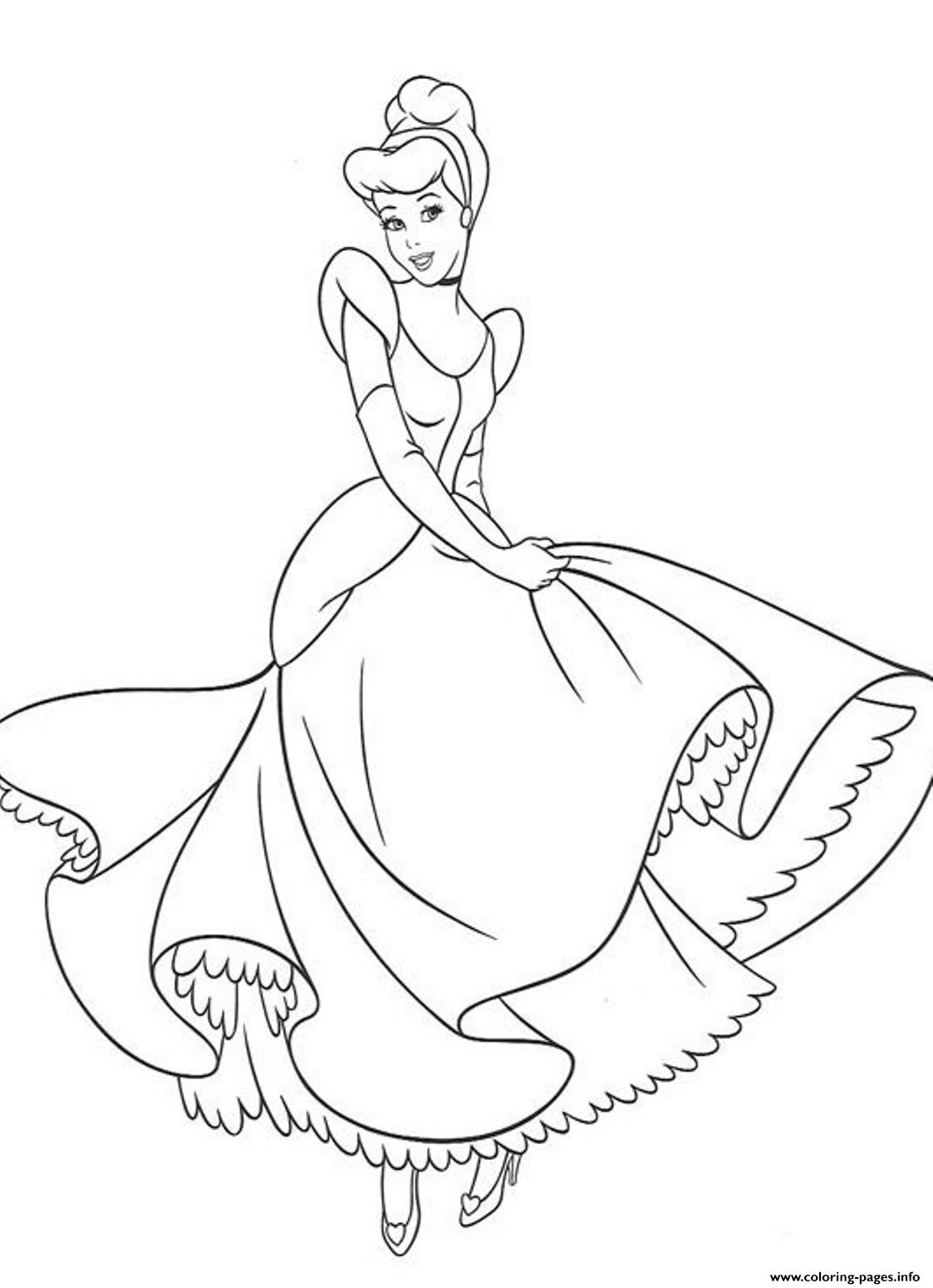 Princess Charming Cinderella Kids23f3 Coloring Pages Printable Dress