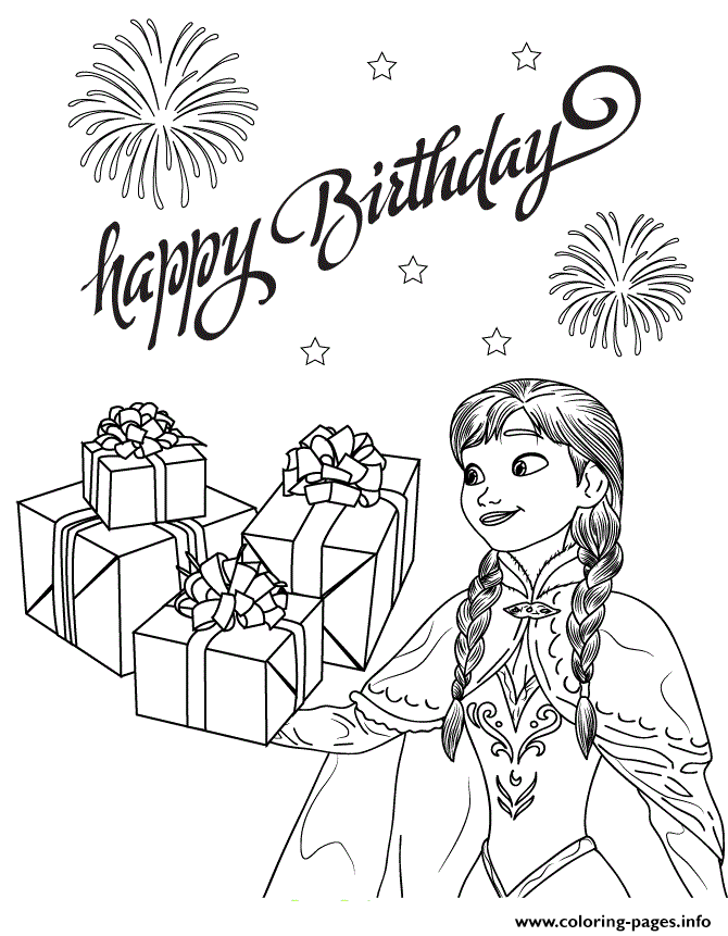 Anna Frozen Movie Gifts Colouring Page Coloring Pages Happy Birthday