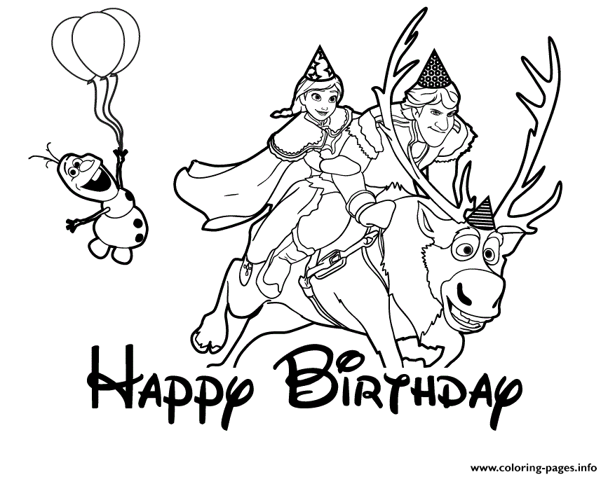 Frozen Characters Birthday Colouring Page Coloring Pages Printable