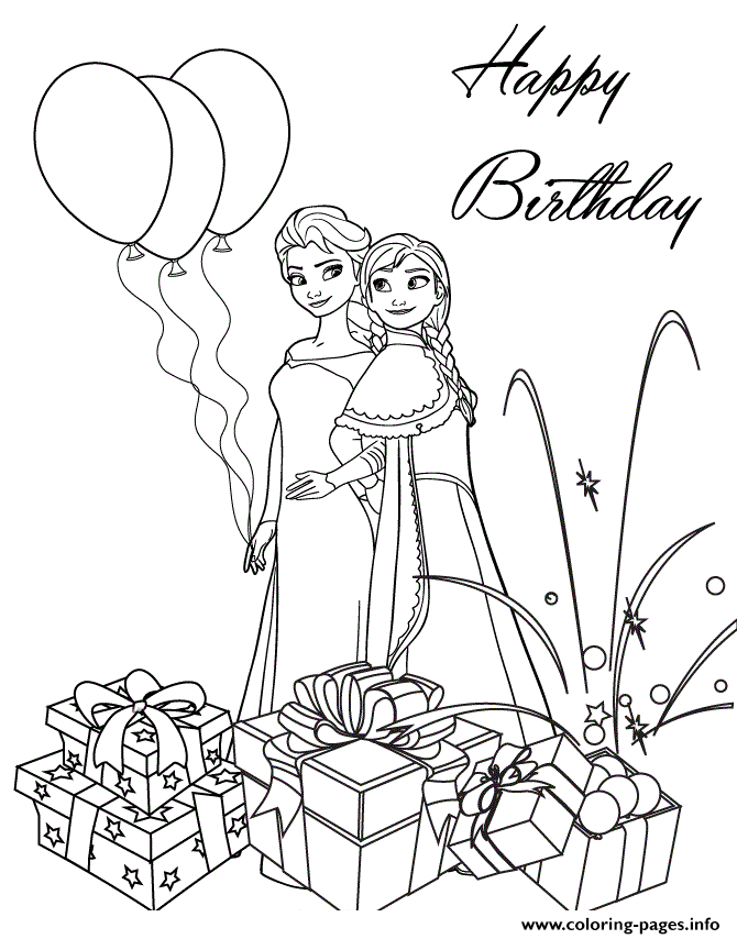 frozen sisters birthday colouring page coloring pages