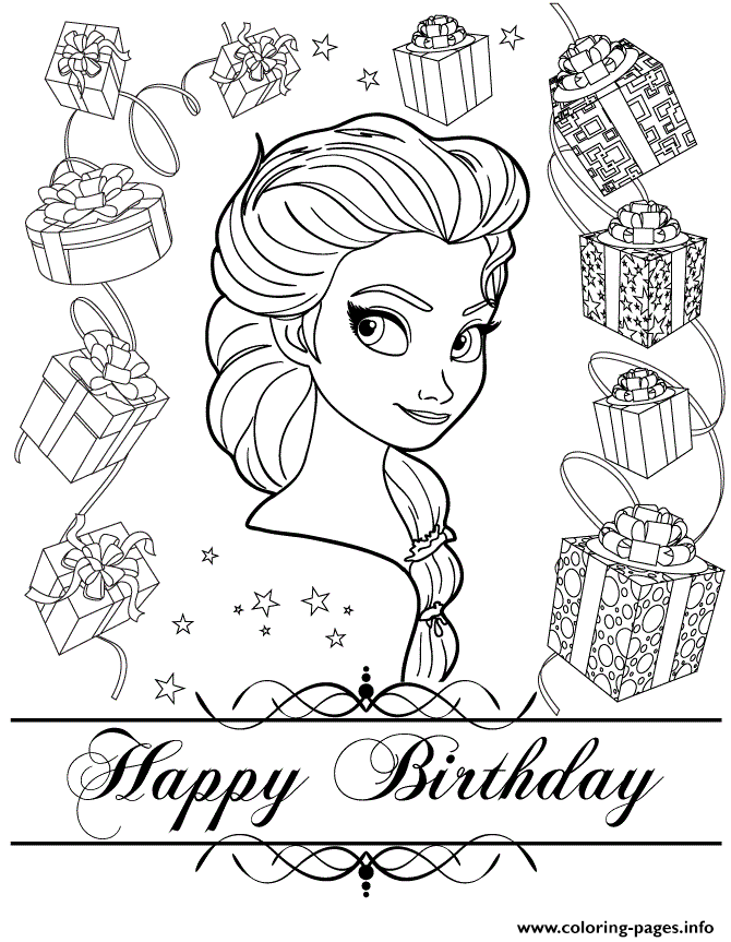 Happy Birthday From Elsa Colouring Page Coloring Pages ...