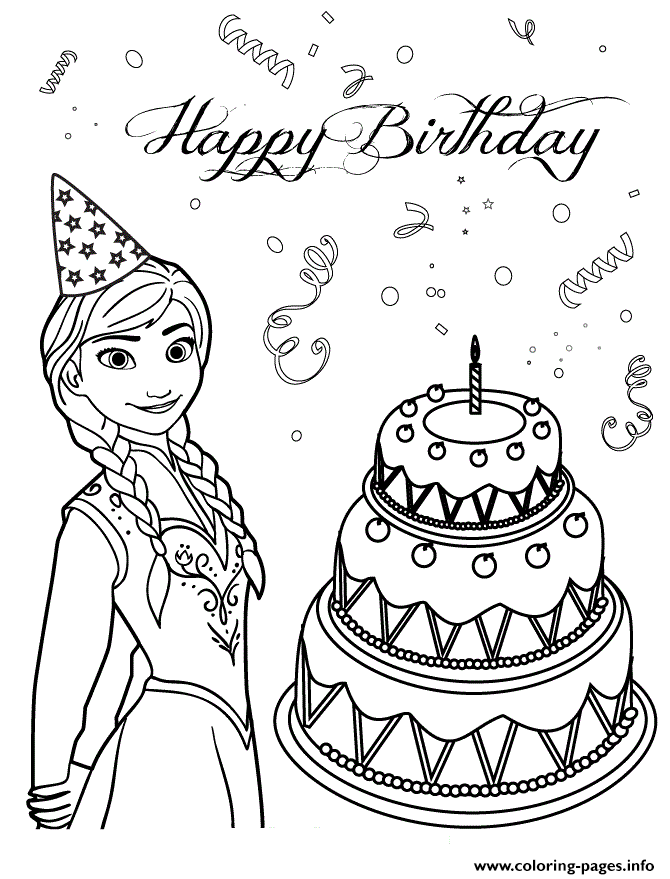 Anna Loves Birthday Cake Colouring Page Coloring Pages Printable Cakes