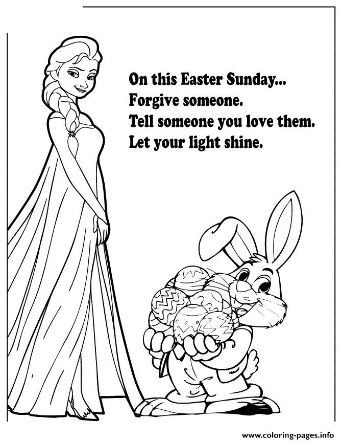 Disney Frozen Elsa With Easter Bunny Colouring Page ...