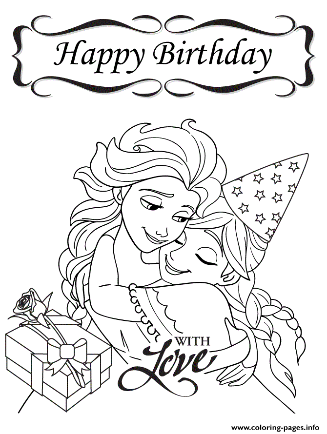 Frozen Happy Birthday Love Colouring Page Coloring Pages Print Download